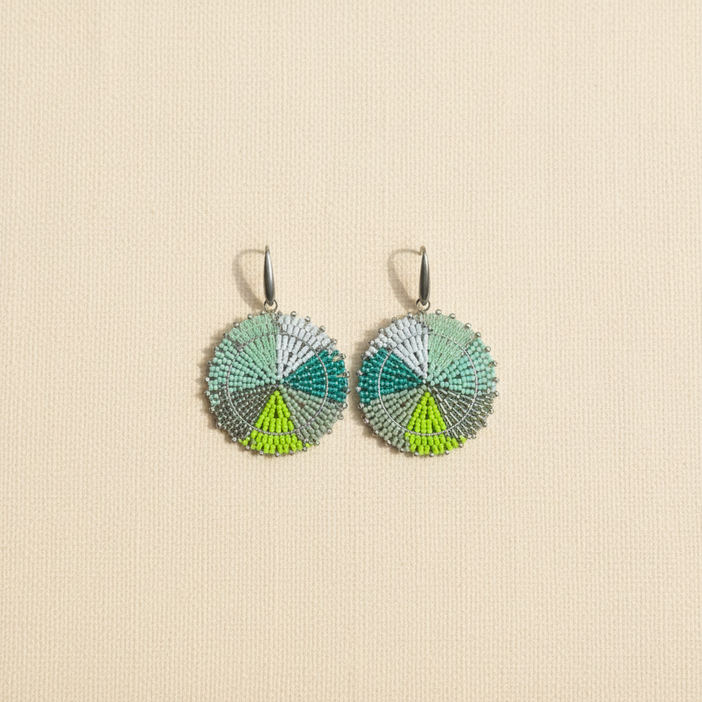 Boucles d'oreilles ethniques tourbillon coloris Vert – perles Miyuki fait main en France