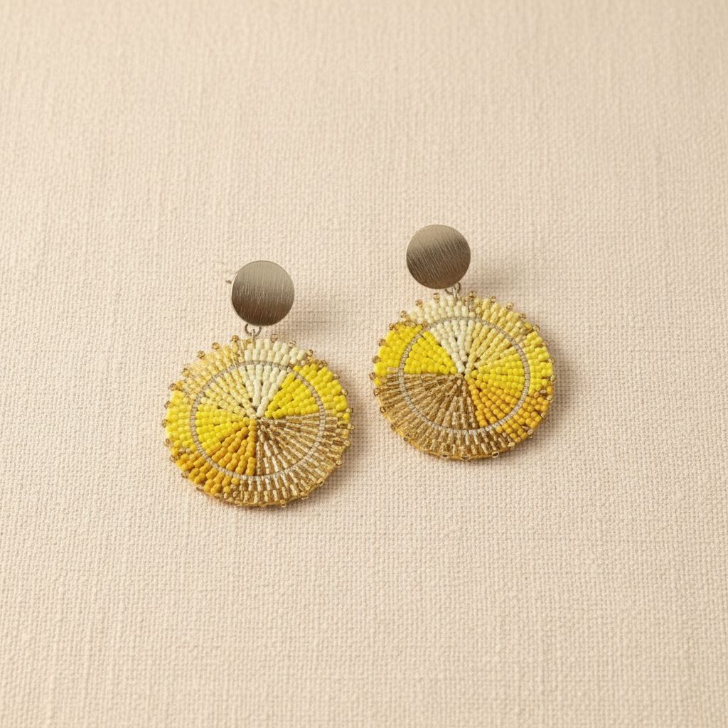 Boucles d'oreilles ethniques tourbillon coloris Jaune – perles Miyuki fait main en France