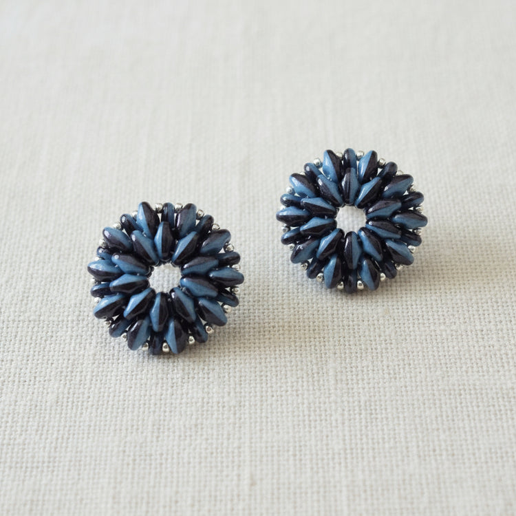 Pampilles rondes interchangeables coloris Bleu – perles Miyuki fait main en France