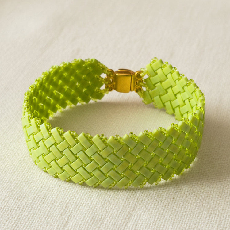 Bracelet Half Tila coloris Vert Olive– perles Miyuki fait main en France