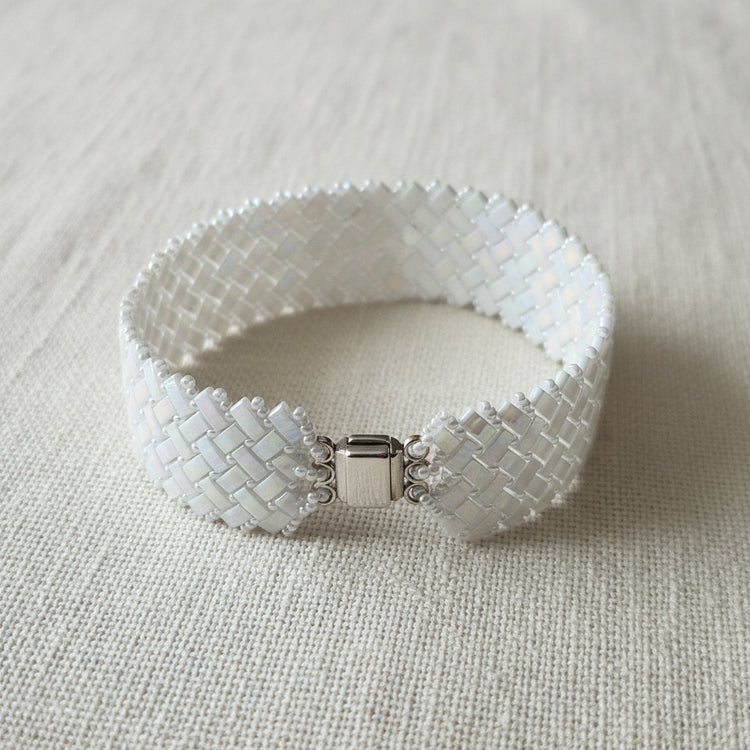 Bracelet Half Tila coloris Blanc nuage – perles Miyuki fait main en France