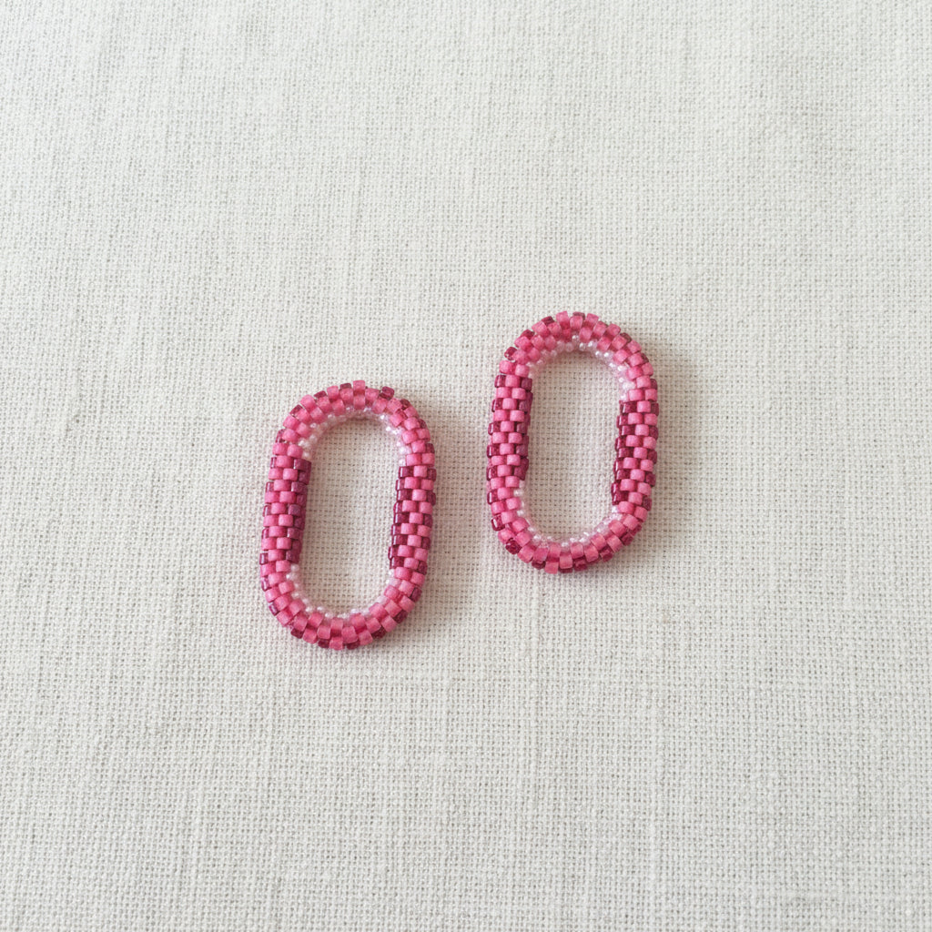 Pampilles ovales interchangeables  Rose perles Miyuki fait main en France – bijou élégant femme