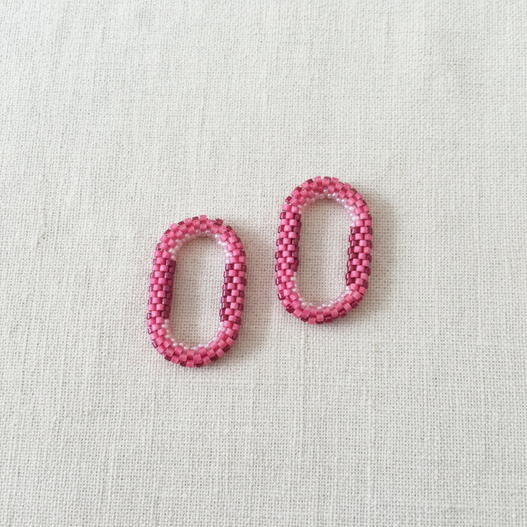 Pampilles ovales interchangeables  Rose perles Miyuki fait main en France – bijou élégant femme