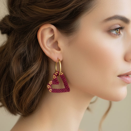 Pampilles cœur interchangeables perles Miyuki fait main en France – bijou romantique femme