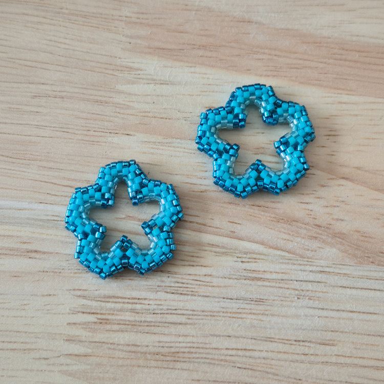 Pampilles fleurs interchangeables Bleu Turquoise perles Miyuki fait main en France – bijou artisanal femme