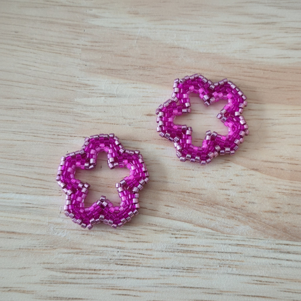 Pampilles fleurs interchangeables Fuschia perles Miyuki fait main en France – bijou artisanal femme