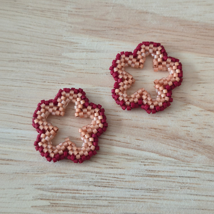 Pampilles fleurs interchangeables Peche perles Miyuki fait main en France – bijou artisanal femme