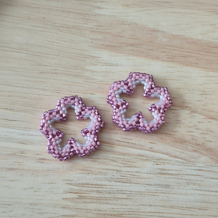 Pampilles fleurs interchangeables Rose perles Miyuki fait main en France – bijou artisanal femme