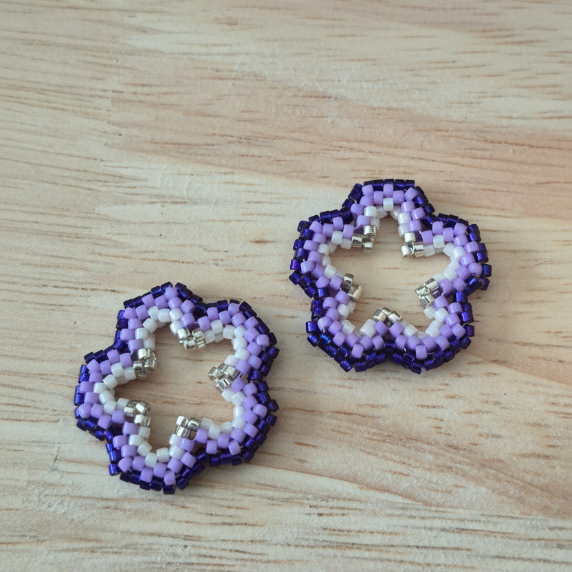 Pampilles fleurs interchangeables Violet perles Miyuki fait main en France – bijou artisanal femme