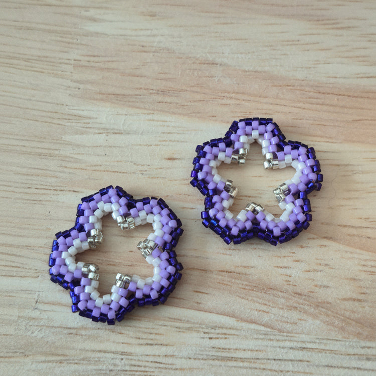 Pampilles fleurs interchangeables Violet perles Miyuki fait main en France – bijou artisanal femme