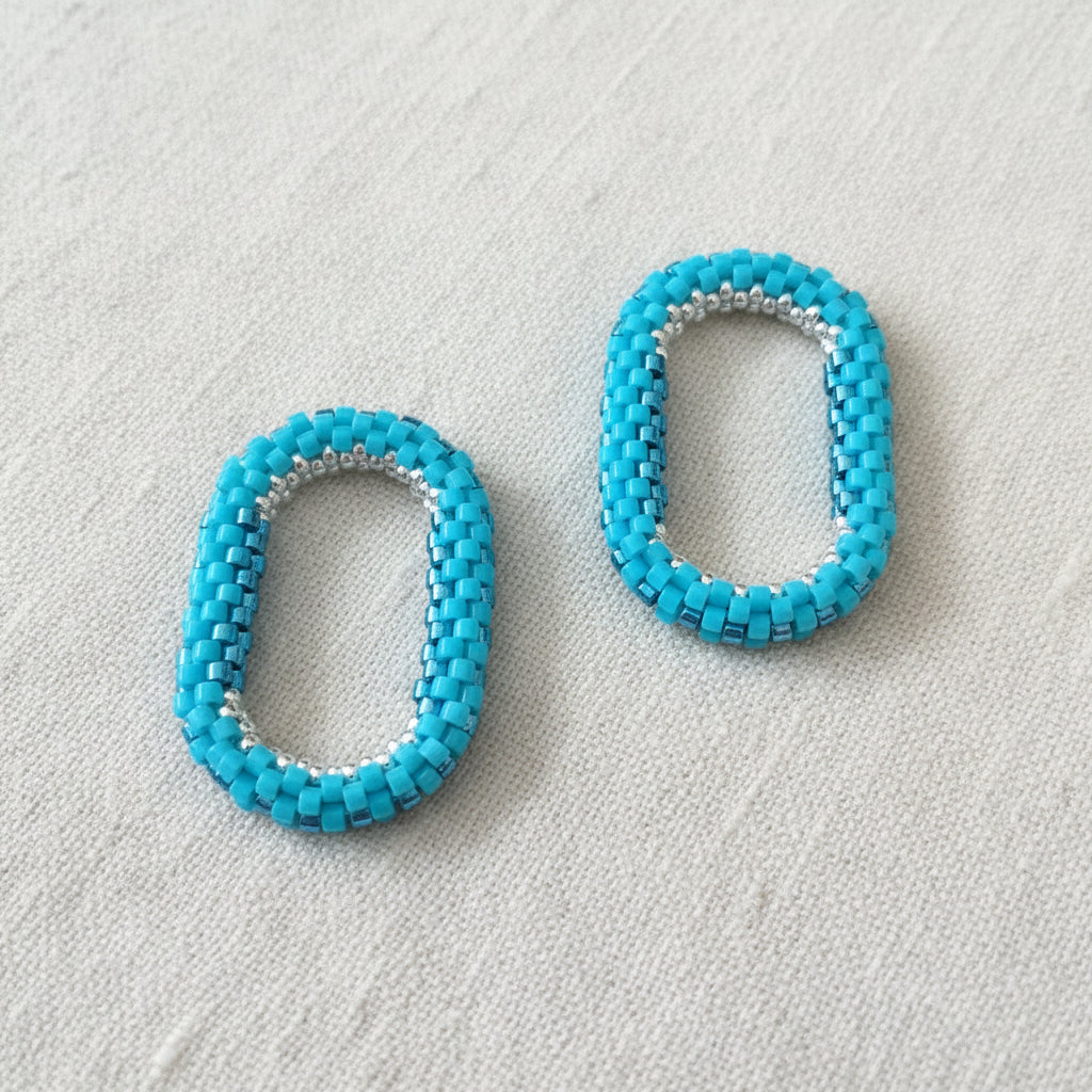 Pampilles ovales interchangeables  Bleu turquoise perles Miyuki fait main en France – bijou élégant femme