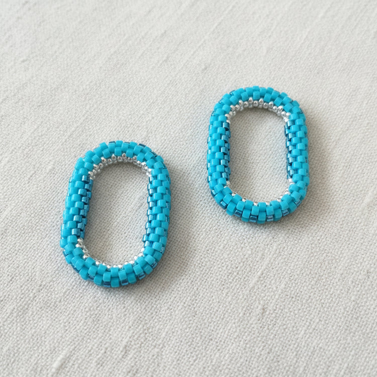 Pampilles ovales interchangeables  Bleu turquoise perles Miyuki fait main en France – bijou élégant femme
