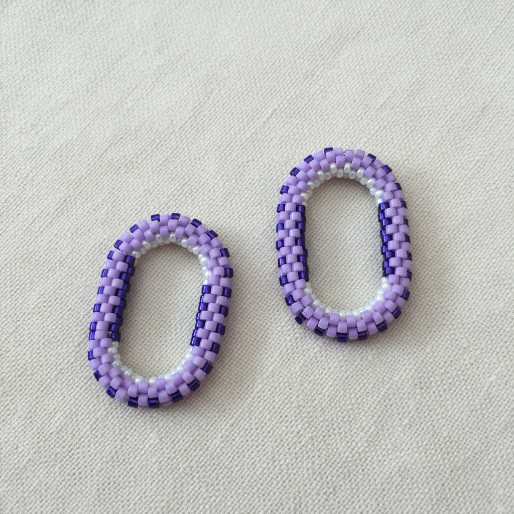 Pampilles ovales interchangeables  Mauve Retro perles Miyuki fait main en France – bijou élégant femme