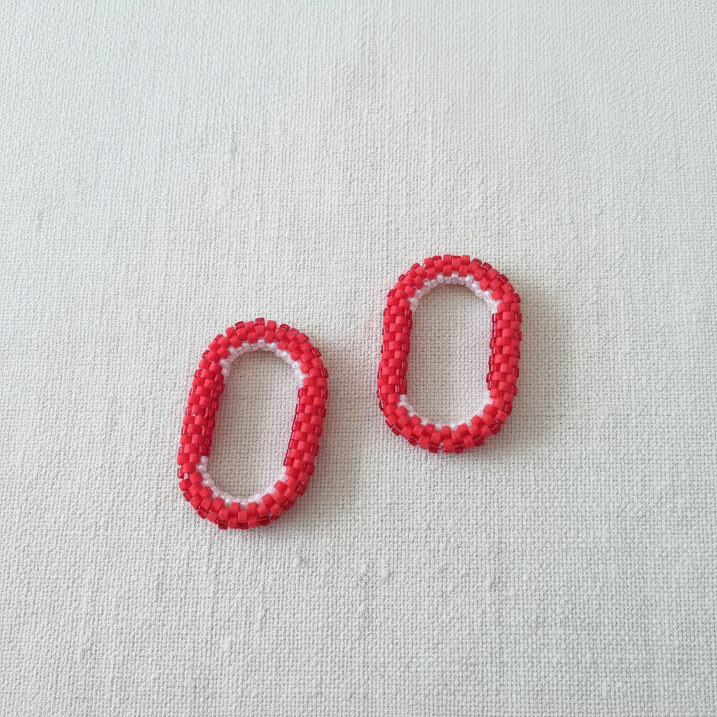 Pampilles ovales interchangeables  Rouge perles Miyuki fait main en France – bijou élégant femme