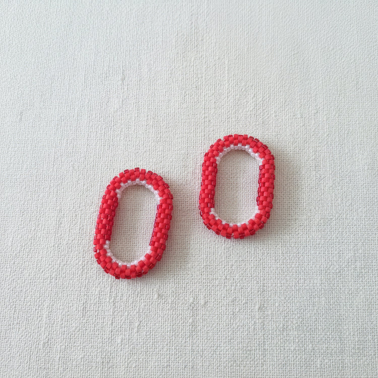 Pampilles ovales interchangeables  Rouge perles Miyuki fait main en France – bijou élégant femme