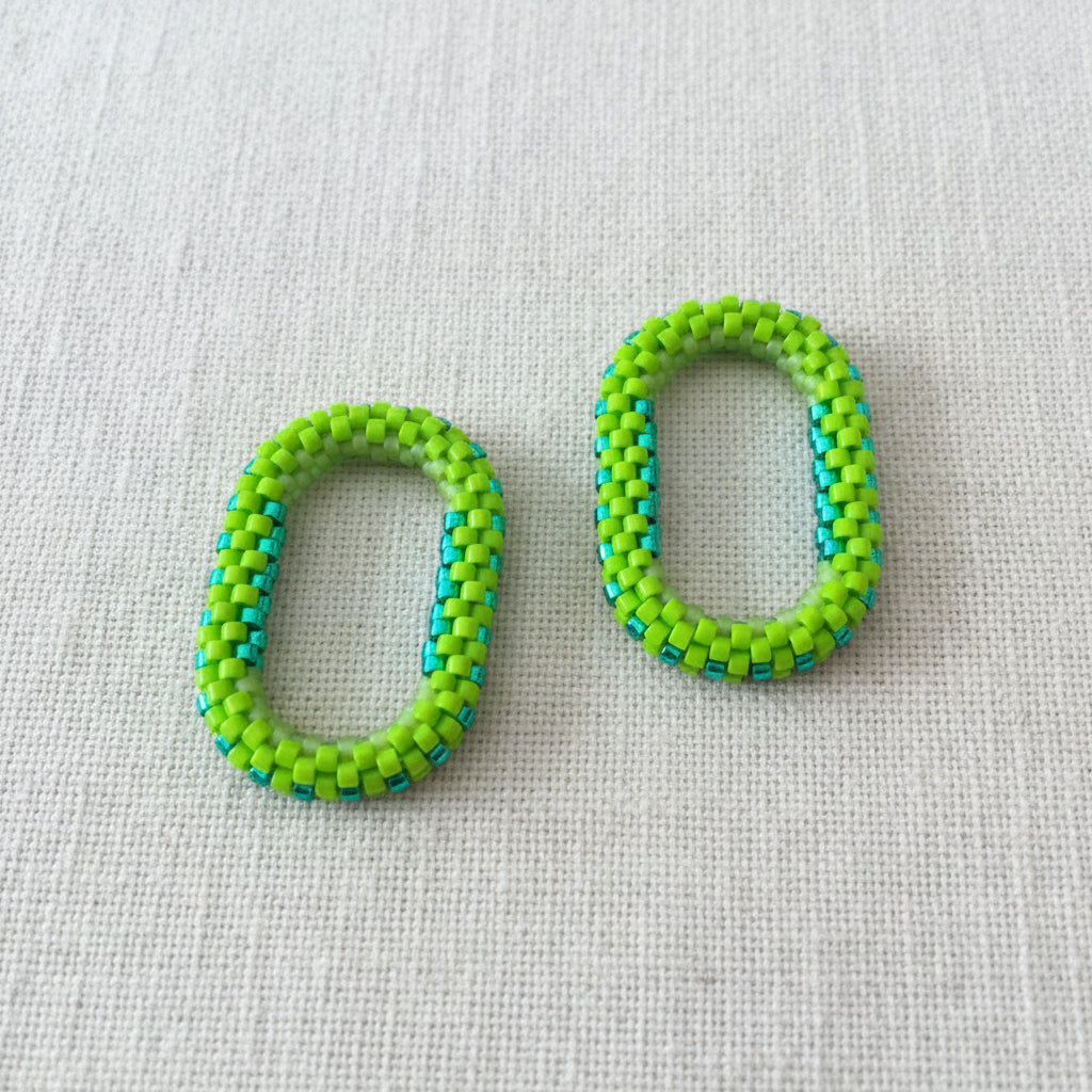 Pampilles ovales interchangeables  Vert Pomme perles Miyuki fait main en France – bijou élégant femme