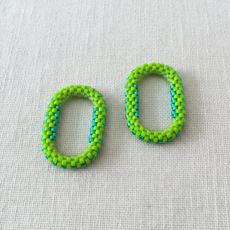 Pampilles ovales interchangeables  Vert Pomme perles Miyuki fait main en France – bijou élégant femme
