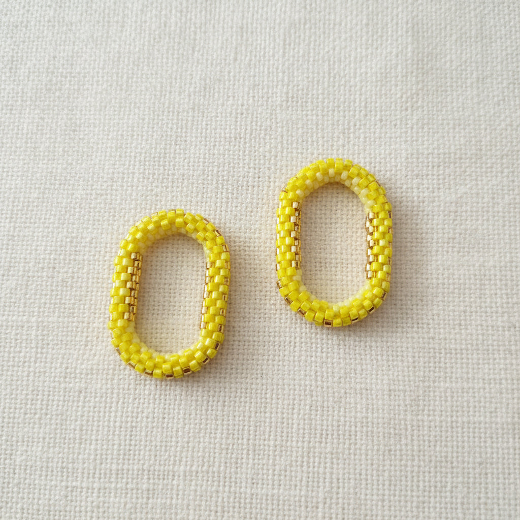 Pampilles ovales interchangeables  Jaune perles Miyuki fait main en France – bijou élégant femme